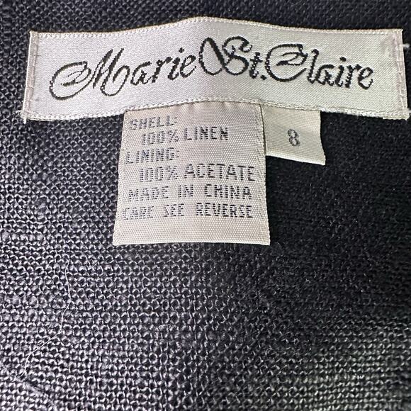 Marie St. Claire sheath dress Linen Women 8 Black, Buttons, Career wear class - Picture 13 of 14